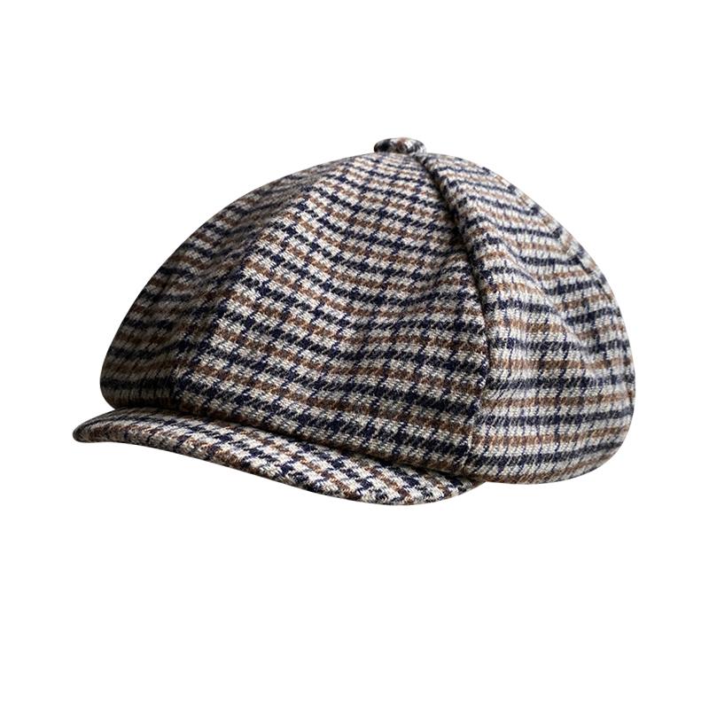 

Berets 2021 Retro Men's Plaid Sboy Hat Autumn Winter Wool Blend Women England Gatsby Men Driver Flat Cap BLM371, Khaki