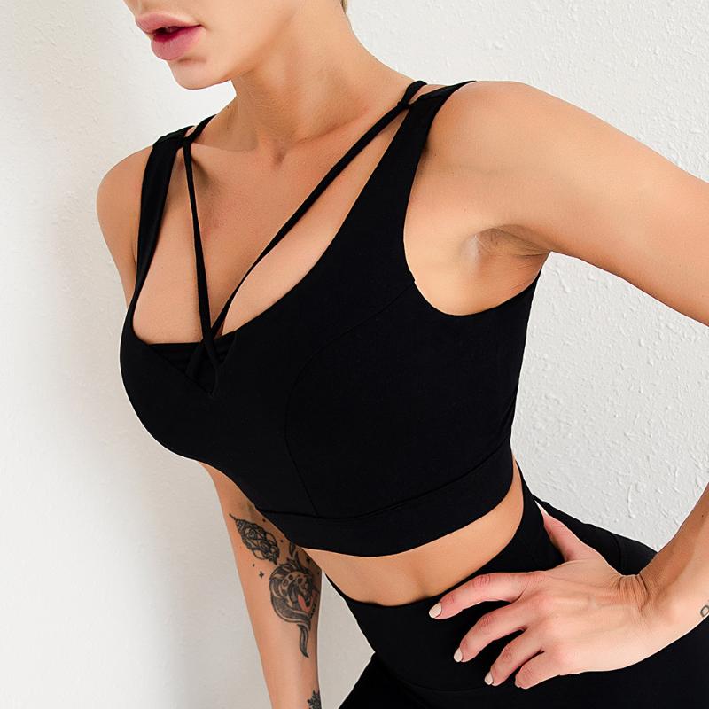 

Yoga Outfit Sexy Backless Sports Bra Women Sportswear Crossover Design Workout Top For Fitness Wear Gym Underwear Active 2021