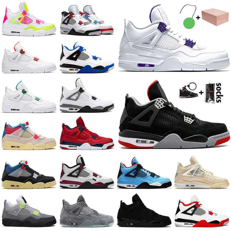 

With Box Jumpman 4 4s Basketball Shoes Fire Red Sail Count Purple Retro Shoes Undefeated Men Trainers Women Sneakers Starfish New Bred, B6 travis scotts 40-47