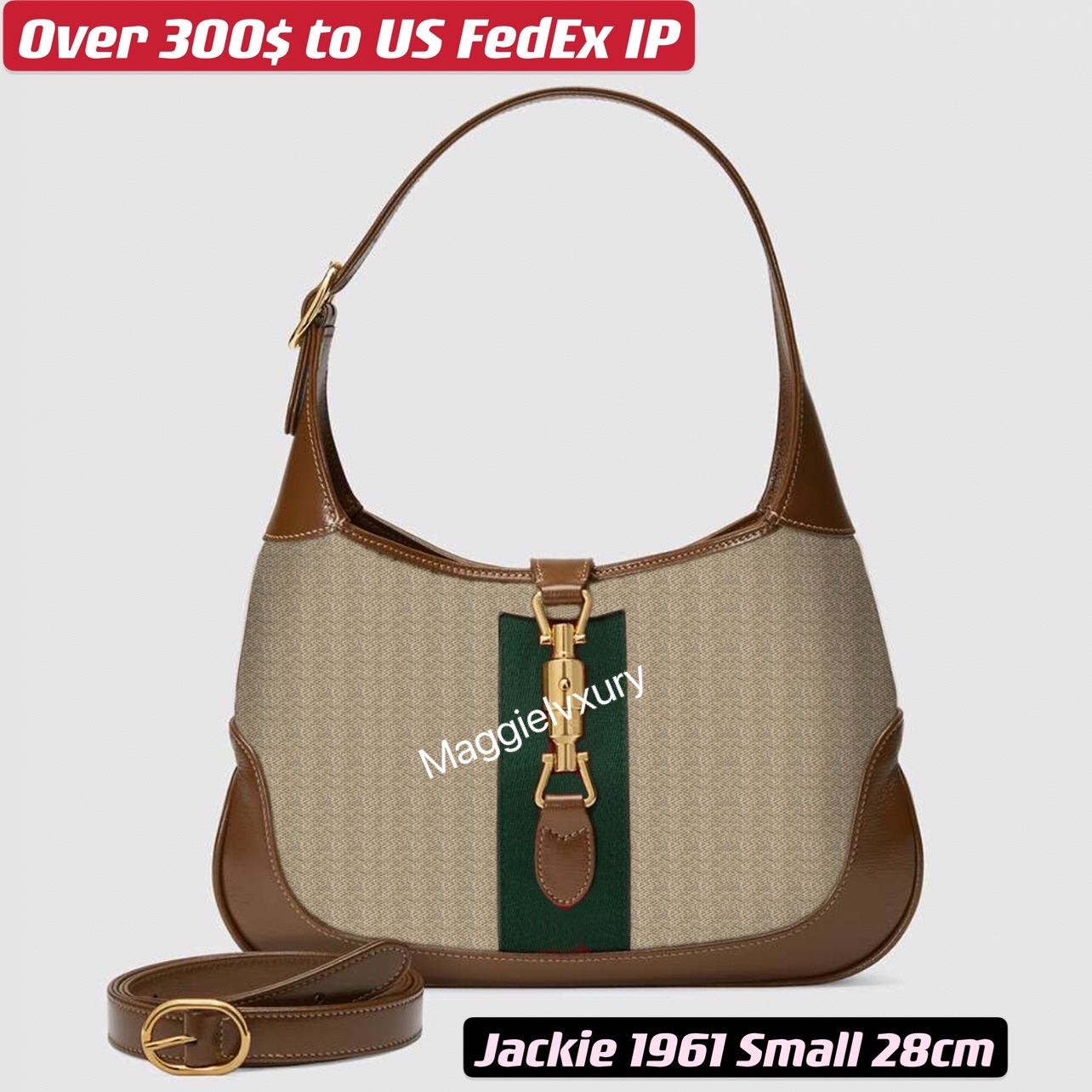 

Jackie 1961 Mini Small Hobo Shoulder Bag Women Vintage Brought Back Style Crossbody, Classic beige/ebony