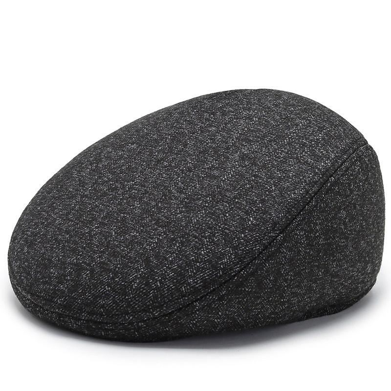 

Berets Hat Men Autumn And Winter Middle-aged Elderly Beret Caps For The Warm Dad Cold-proof Old Man's Cotton Visor Cap, Dark grey