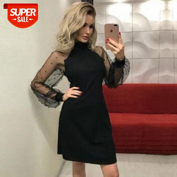 

Summer New Women Summer Chiffon Long Sleeve Party Cocktail Club Prom Gown Mini Dress #uI1G, Black;gray