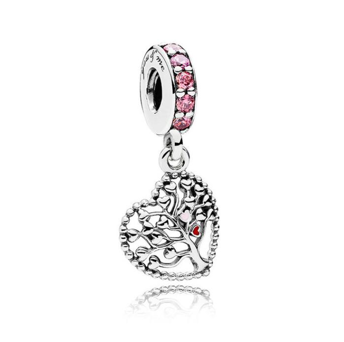 New 925 sterling silver beads mother daughter double heart split dangle charms fit European popular styles bracelet diy women jewelry