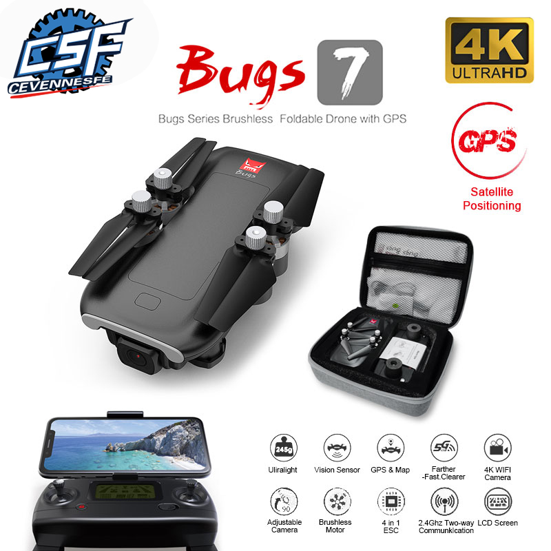 

MJX Bugs 7 B7 Drone With 4K GPS 5G WIFI HD Camera Brushless Motor RC Quadcopter Professional Foldable Helicopter VS sg907 K20, B7 color box 1 b