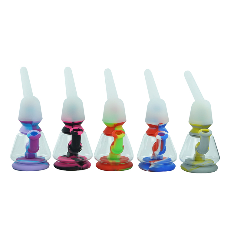 

Silicone bong with glass Hookahs Recycle small 2.7''*7'' oil rig siliocen bongs