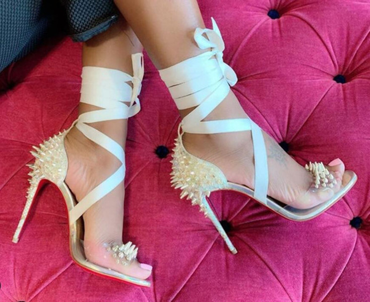 

Women Wedding Dress High Heels Red Bottom Women Sandals,Luxury Name Design Red Soles Shoes Sandale Du Desert Printed crepe satin, Colour 6