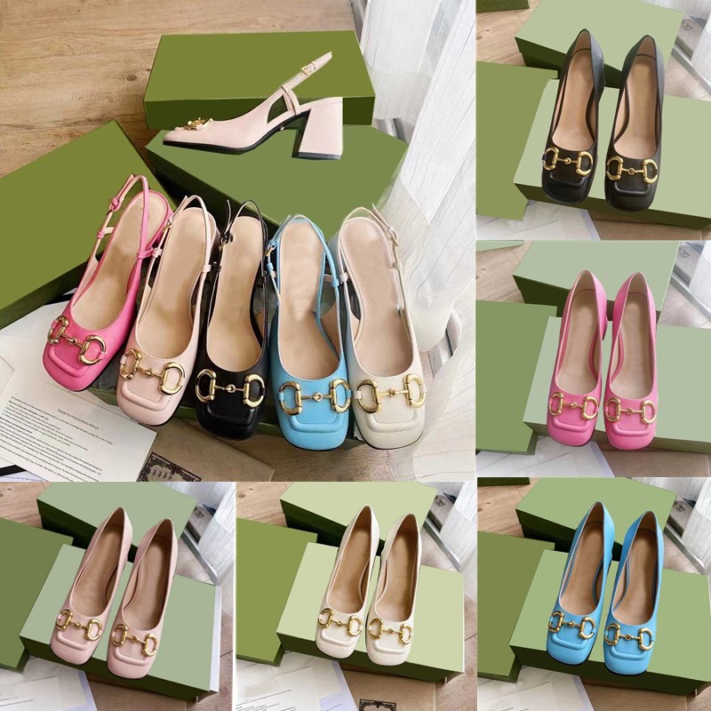 

Designer Sandals Women High Heels Go Out One Line Slippers Leather Horseshoe Women Ankle Strap Buckle Horsebit Versatile Dress Shoes With Box, If you want more color pls contact us