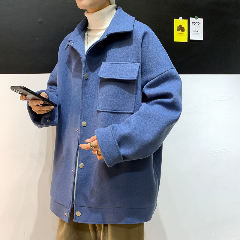 

2021 New Winter Men's Fashion Trend Parkas Cashmere Woollen Blends Trench Coats Male Snow Jackets Casual Cotton-padded Clothes -2xl W1sy, Blue