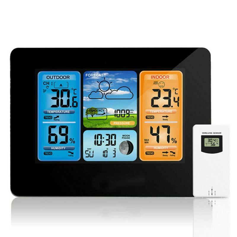 

2021 New Digital Hygrometer Wireless Sensor Forecast Outdoor Indoor Weather Station Led Alarm Clock B59c