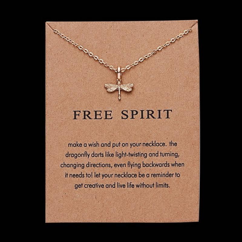 

Pendant Necklaces Necklace For Women Dragonfly Elegant Temperament Simple Clavicle Chain Jewelry Wish Card Charm Girlfriend