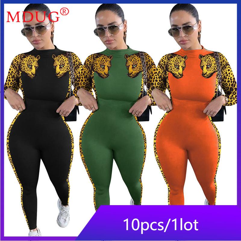 

Women's Jumpsuits & Rompers Wholesale Items Bulk Lots Sexy Y2k Leopard Jumpsuit Overall One Piece Jump Suit Fashion Bodycon Full Length M598, Black;white