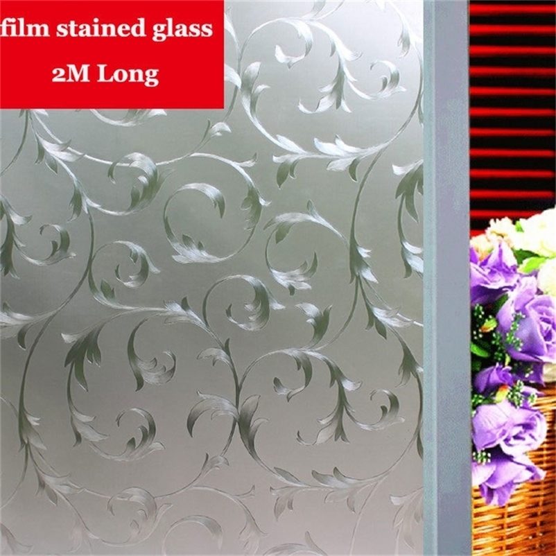

Silver iron art pattern film stained glass Opaque Frosted Window Films Vinyl Static Cling Self adhesive Privacy Glass Stickers Y200421