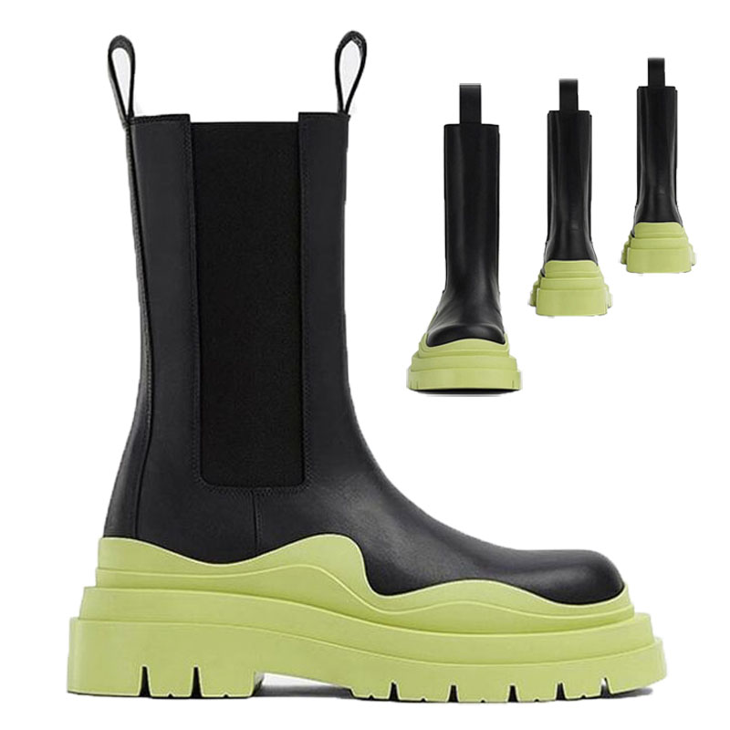 

2021 Man Black+Fruit Green soles Bottega boot fashion luxury Tire Leather Chelsea booties Men platform chunky shoes lady Knight High-boots women designer boots 35--45, Customize