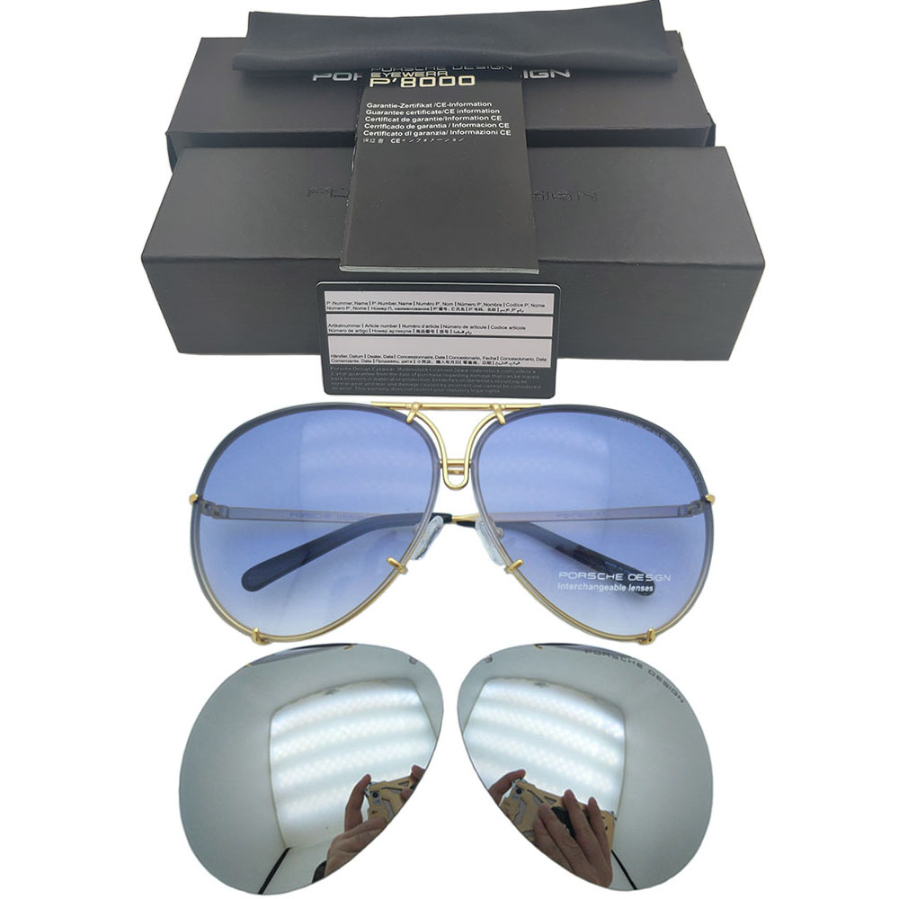 

Porsche Design Brand P 8478 Sunglasse Replaceable lens Anti Reflective Women Mirror Sun Glasses Oval Men Interchangeable Lens Sunglasses, White;black