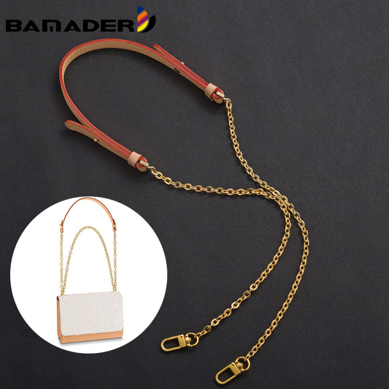 

Chain Bag Strap Bag Replacement Strap Crossbody Copper Chain First Layer Vegetable Tanned Leather Shoulder Strap Bag Accessories 210306, Black