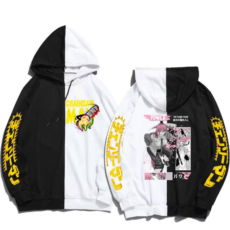 

Men's Hoodies & Sweatshirts Cartoon Chainsaw Man Funny Japanese Anime Streetwear Harajuku Manga Women Patchwork Graphic Unisex Tops, Beige