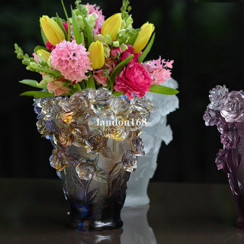 

Good quality crystal Glass rose vase creative festival present