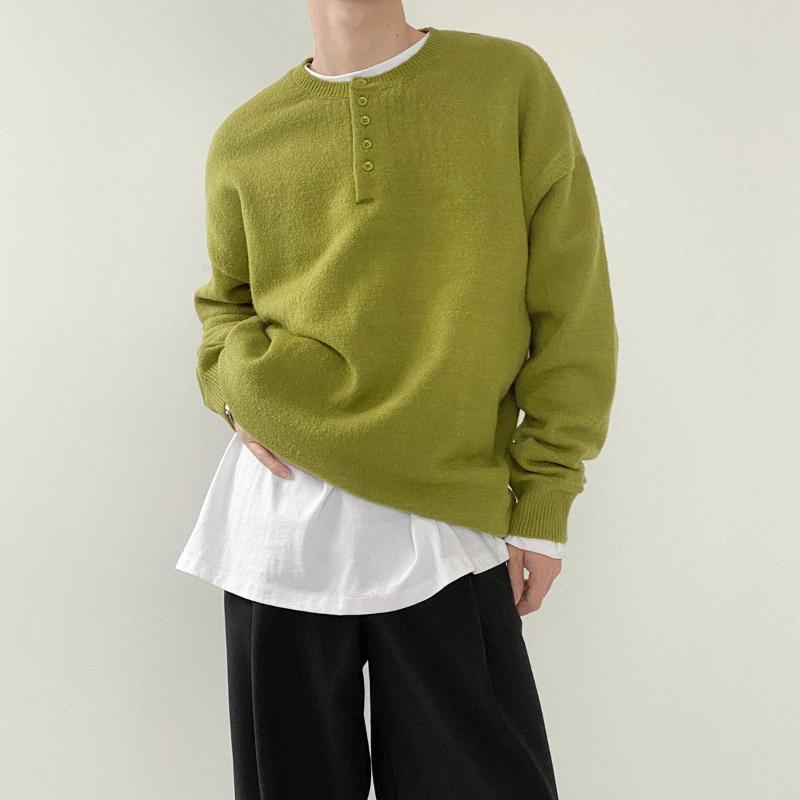 

Men's Sweaters 2021 Autumn And Winter Thick Solid Color Sweater Boys Loose Korean Style Pullover High-end Handsome, White;black
