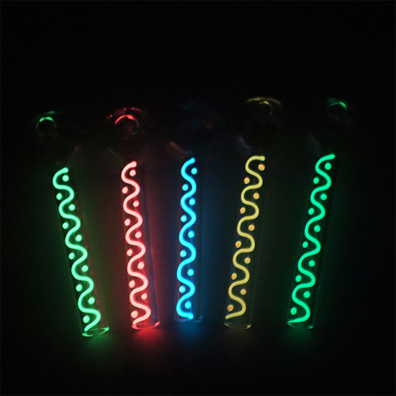 

4.4 inches Smoking Accessories Glow In The Dark Glass Oil Burner Coiled Tube Tobacco For Hookahs Bong