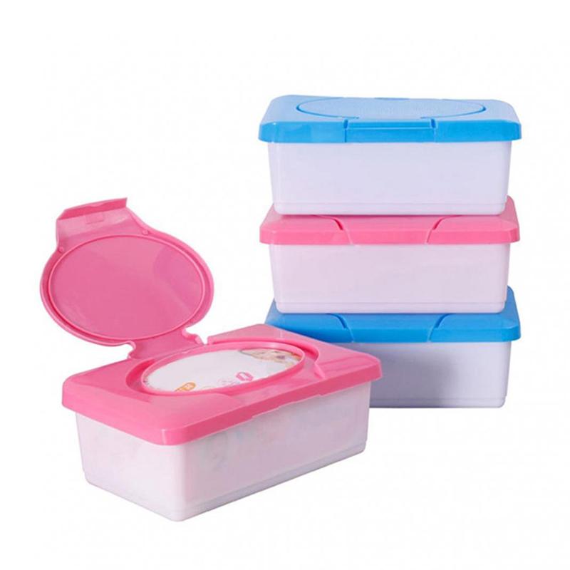 

Tissue Boxes & Napkins 80 Sheets Wipes Box Dry Wet Paper Stroller Portable Plastic Baby Napkin Press Case Holder Container