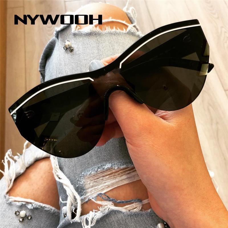 

Sunglasses NYWOOH Cat Eye Women Brand Design Retro Black Triangle Sun Glasses Female Siamese Mirror Lens Shades Eyewear UV400