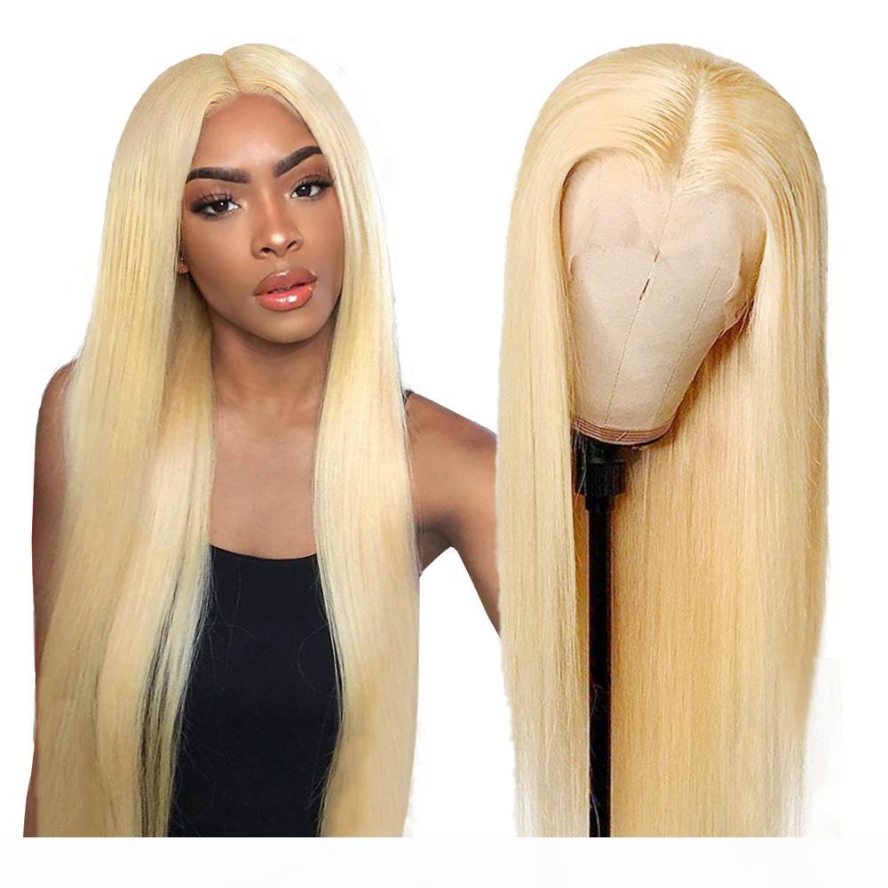

613 Blonde Lace Front Wig Honey Blonde Middle Part Straight Human Hair Wigs 28 30 Inch Transparent Glueless Wigs for Women 180%, Black;brown