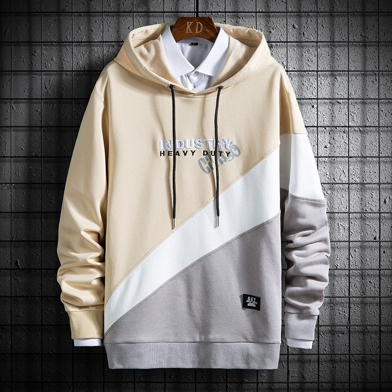 

2021 Men Streetwear New Style Casual Fashion Patchwork Hooded Hoodie Long Sleeves Sweatshirts Hip-hop Hoodies Male Yp49, Gray