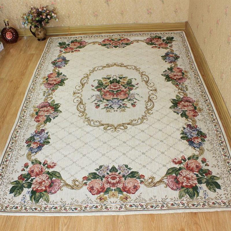 

Carpets European Style Carpet Beautiful Soft Rose Rug Retro For Living Room Luxury Home Decor Bedroom Hallway Kitchen Mats Washble