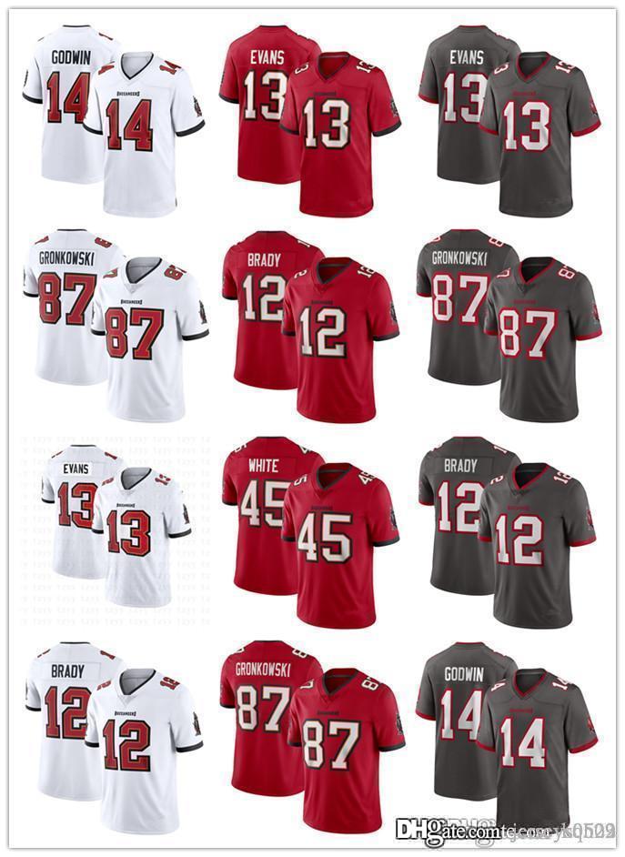 

Men women Tampa Bay Buccaneers 12 Tom Brady 45 Devin White 87 Rob Gronkowski 14 Chris Godwin 13 Mike Evans Football Jerseys, Black;red
