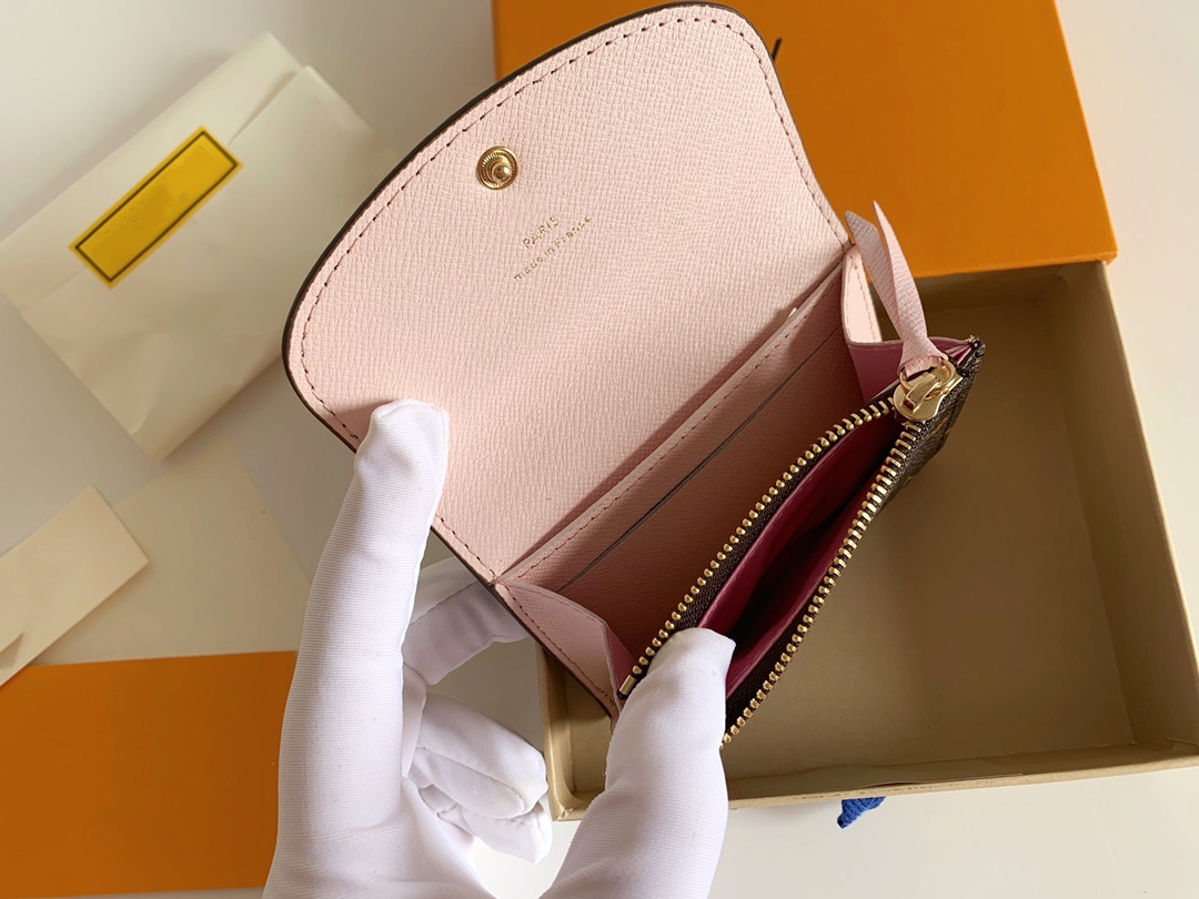 

Real Cowhide Rosalie Fold Short Wallets EMILIE Luxury Purses Designer Vintage Print Clutch Bags Women Lady Fashion Casual ID Card Coin Bag, Add box