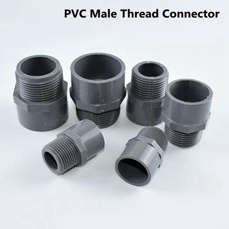 

20-50mm To1/2"-1.5" Male Thread PVC Quick Equal Straight Connector Water Pipe Joint Aquarium Garden Irrigation Adapter