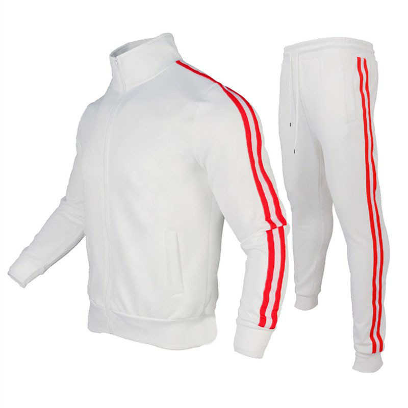 

men's casual 2-piece suit, zipper stand-up collar sportswear + trousers suit 210720