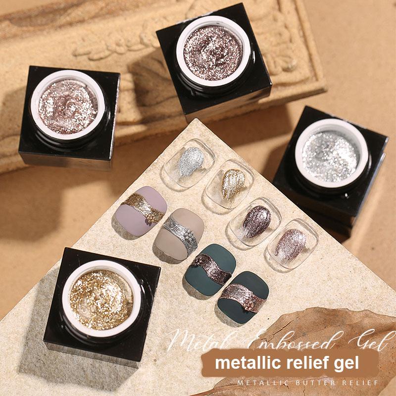 

Nail Gel Salon Use Metallic Relief UV Micro Three-Dimensional Drawing Carving Painting Metal Polish 5ML Art Design, Red;pink