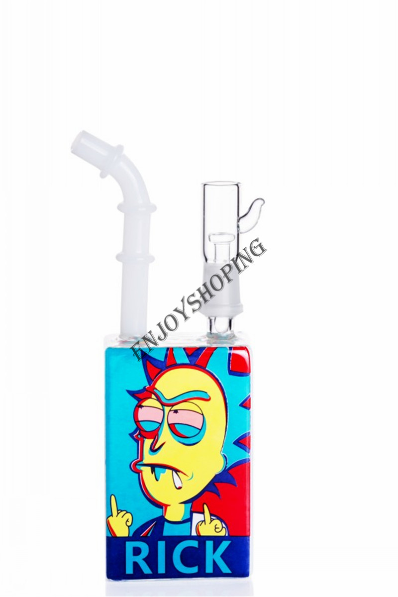 

Men Heady Printing Bong Box Unique Water Pipe Hookah Bubblers Pegasus Crescent Recycler Glass Bongs with 14mm joint