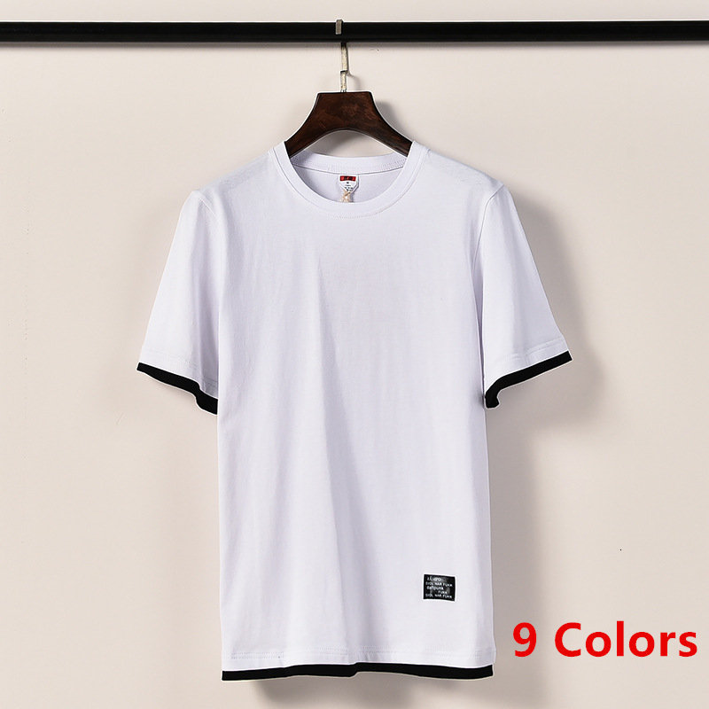 

2021 Solid Color Shirt Men Summer Black White Fake Two Short Sleeve Mens Tshirts Fashion Casual Cotton Oversized t Shirts 5xl N3ag