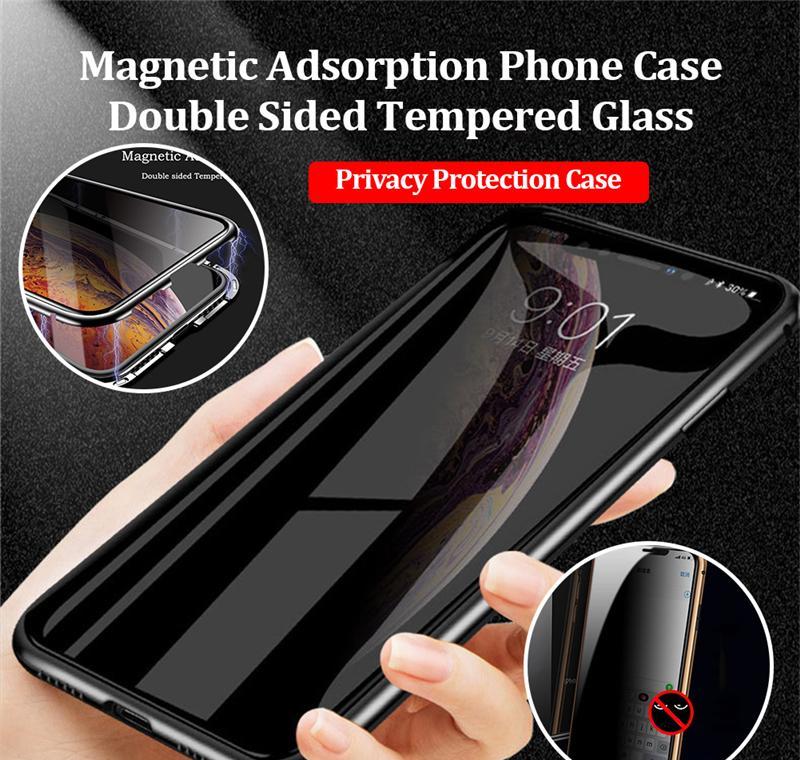 

Privacy Magnetic Case For Samsung Galaxy S20 S10 S8 S9 Anti-Peeping Double Tempered Glass Metal Bumper For Samsung Note 10 Plus Note 9 Vszim