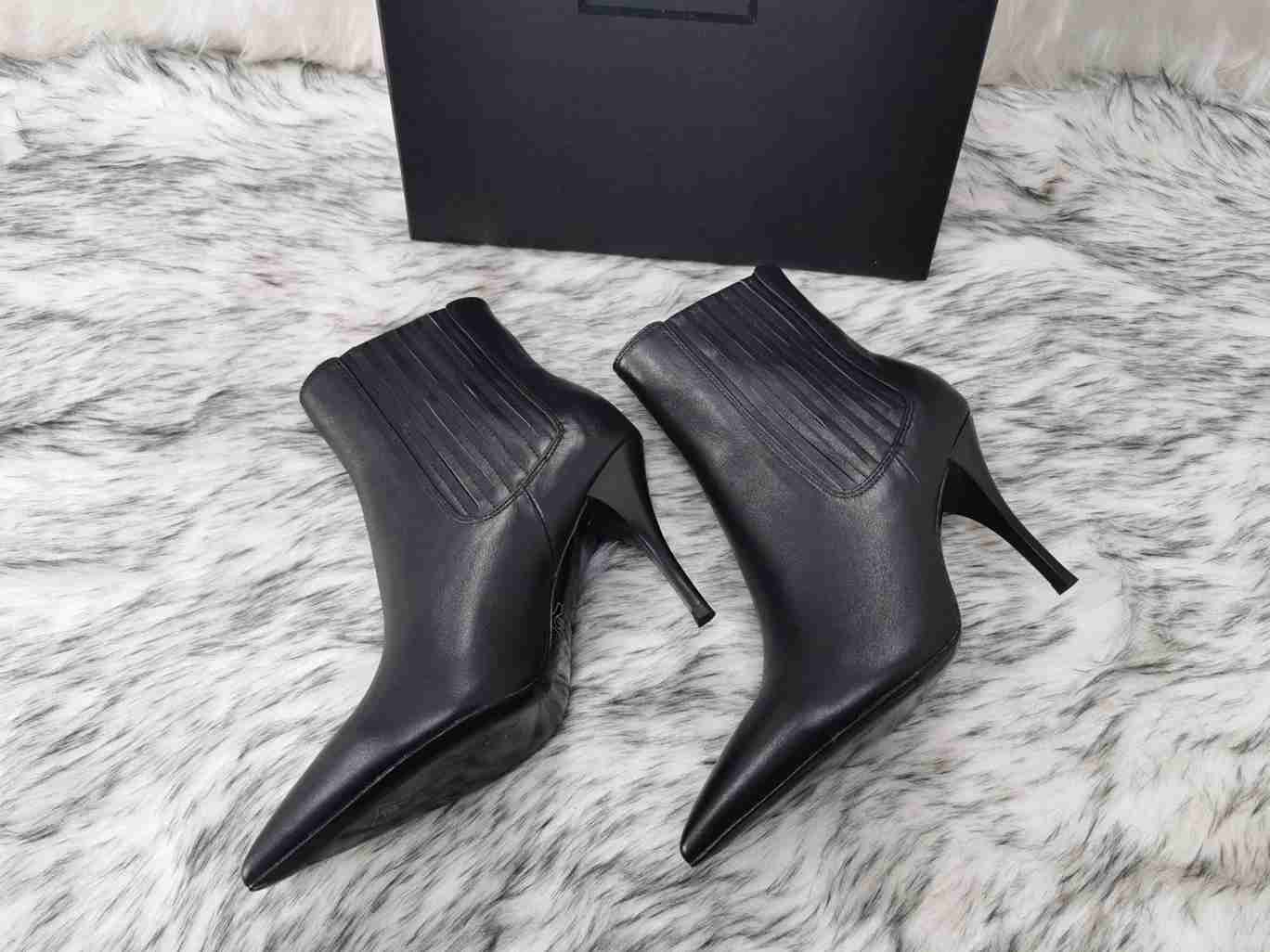 

Luxurious Brand SL Womens Ankle Half Boots Autumn Winter Pointed Toes Booties Ladies Thin Heels Genuine Leather Size 35-41, With brand logo