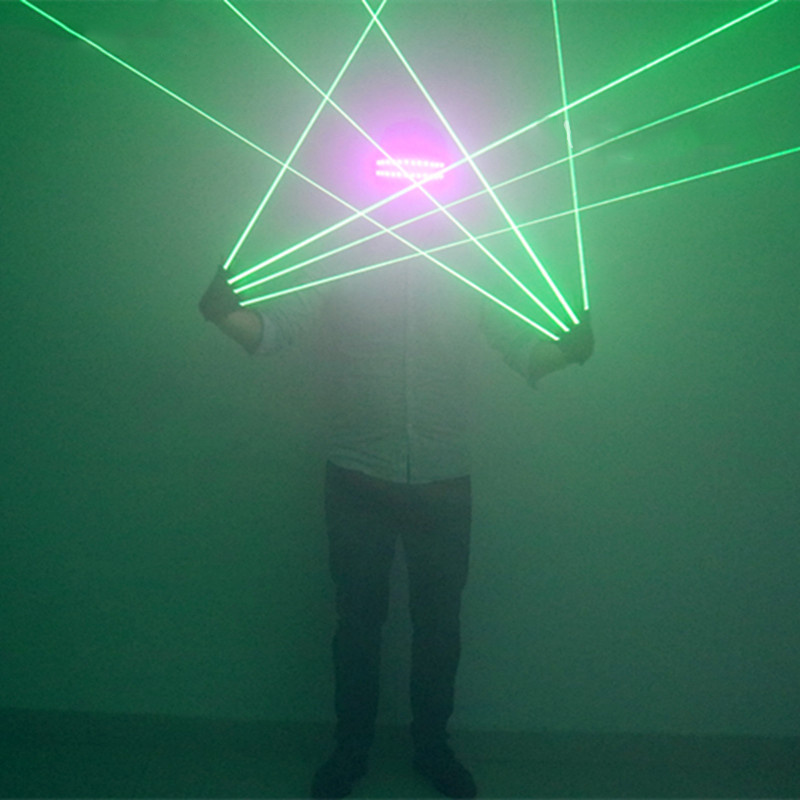 

High Quality Four Beam Green Laser Gloves Halloween Show Dancing Glowing LED Glasses Nightclub Fluorescent Props, Blue;gray