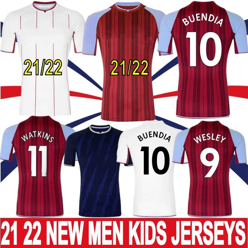 

21 22 Soccer Jerseys INGS BUENDíA WATKINS WESLEY 2022 Home Away Third Football Shirts EL GHAZI McGINN TREZEGUET Men Kids Kits Uniforms, Men asidunweila