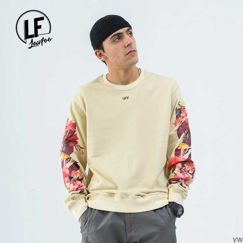 

Off Carnation Flower Arrow Print Ow Round Neck Pullover Sweater for Lovers, Black