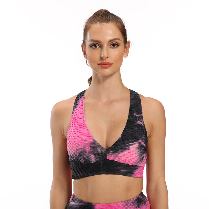 

2021 New Tie Dye High Stretch for Women Quick Dry Padded Back Sports Seamless Running Fitness Sport Bra Top 6zij, 10