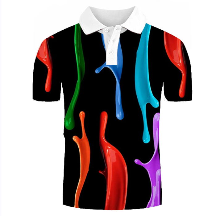 

Multi-color contrast pattern men's 3D printed T-shirt visual impact party top streetwear punk gothic round neck high quality American m, White;black