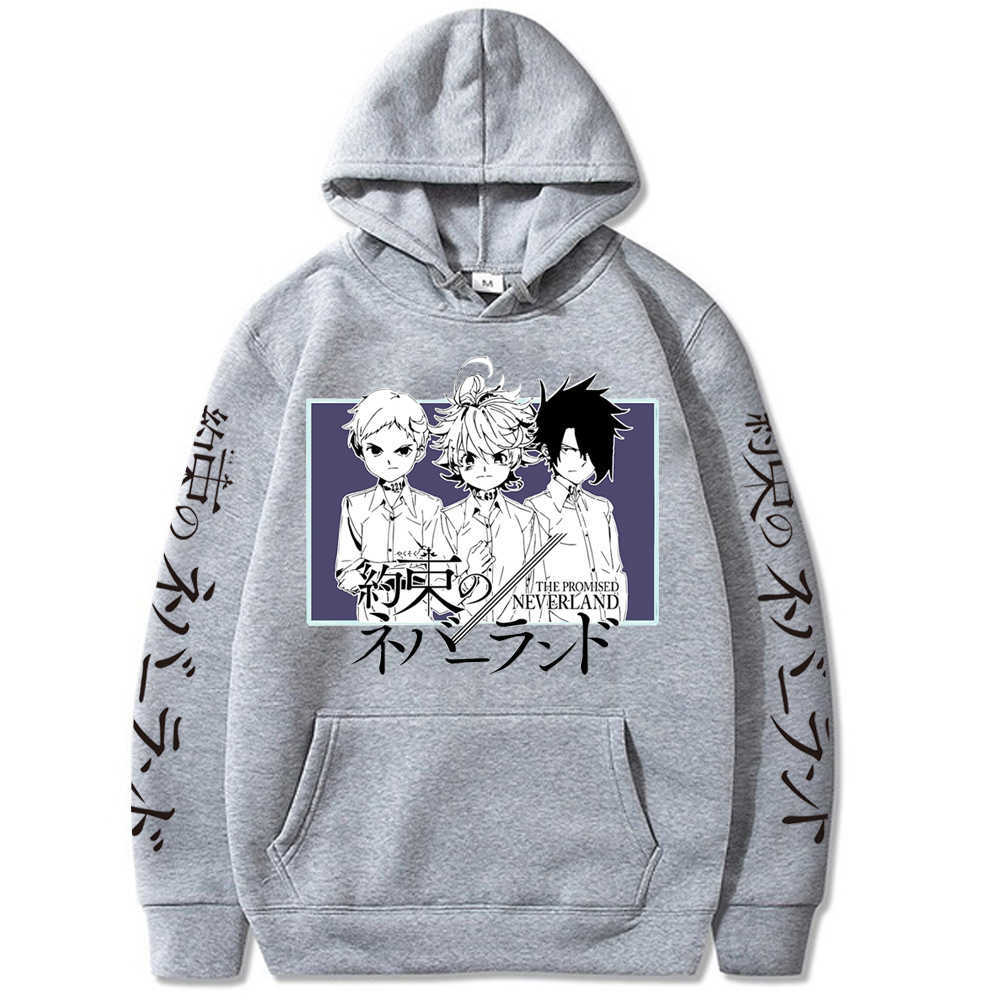 

The Promised Neverland Hoodie Harajuku Norman Ray Emma Print Hoodie Sweatshirt Casual Loog Sleeve Street Style Hoodie Unisex 90s X0610, Black