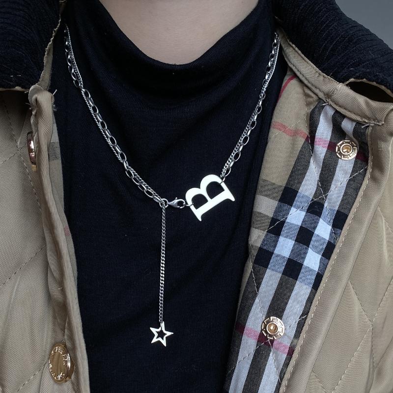 

Chains S925 Sterling Silver Korean Letter B Pentagram Necklace Thai To Do The Old Women's Network Red Tide Jewelry