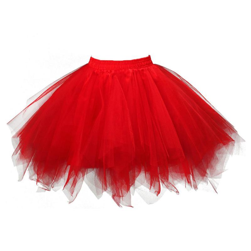 

Skirts 7 Layers Princess Tulle Skirt High Waist Pleated Dance Quality Gauze Short Adult Tutu Dancing, Red