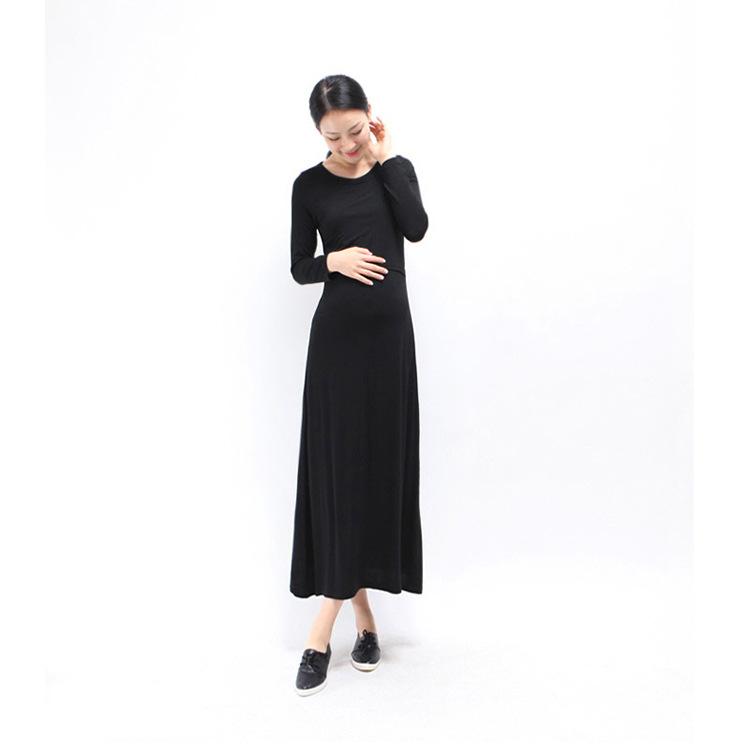 

Maternity Dress Solid Color Long Sleeve Breastfeeding Long Dress for Pregnant Women Nursing Fashion Breastfeeding Clothes, Light gray