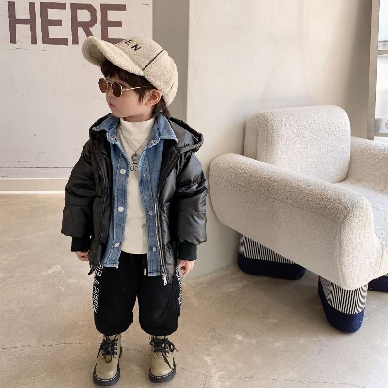 

Down Coat Baby Wadded Jacket Cotton-padded Parka Boys Girls Children Winter Thick, Blue;gray