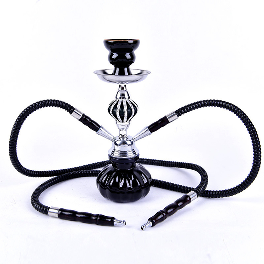 

Double Hoses Hookah Travel Shisha Pipe Set Nargile Chicha Narguile completo with Bowl Metal Charcoal Tongs Smoking Pipe C0312