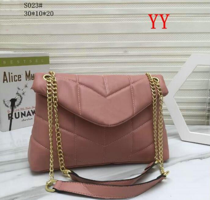 

2022 Women Shoulder bags gold chain bag Crossbody Pure color handbag cross body Messenger Tote purse wallet, Pink