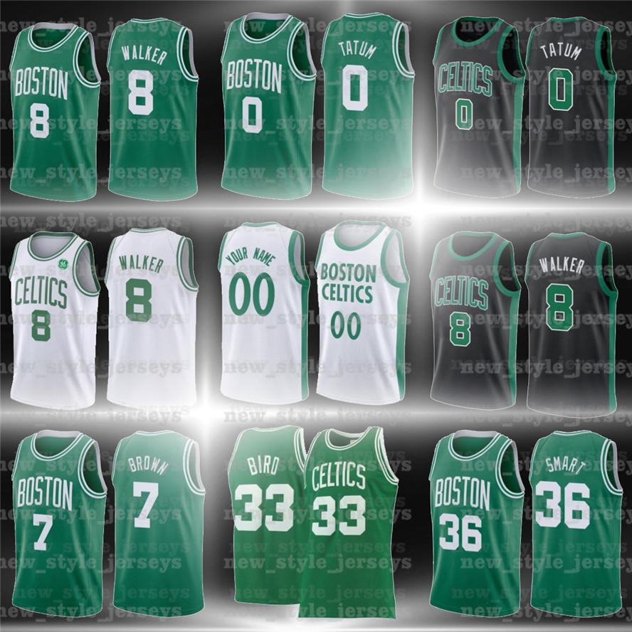 

0 Jayson 8 Kemba Tatum 7 Jaylen Walker Smart Brown 33 Larry 36 Marcus Bird Boston Celtics Men Basketball Jerseys Z7, Black;red